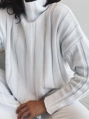 Kinross Cotton Rib Funnel Neck Sweater